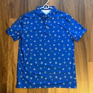 Par 6 Blue Patterned Men's Golf Polo